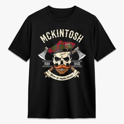 ScotsTee Shop Scottish McKintosh Modern Crest Tartan T-shirt Alba Skull Style
