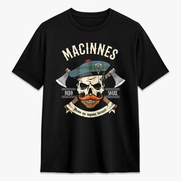ScotsTee Shop Scottish MacInnes Ancient Crest Tartan T-shirt Alba Skull Style