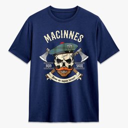 ScotsTee Shop Scottish MacInnes Ancient Crest Tartan T-shirt Alba Skull Style