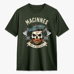 ScotsTee Shop Scottish MacInnes Ancient Crest Tartan T-shirt Alba Skull Style