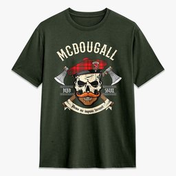 ScotsTee Shop Scottish McDowall Crest Tartan T-shirt Alba Skull Style