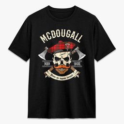 ScotsTee Shop Scottish McDowall Crest Tartan T-shirt Alba Skull Style
