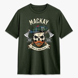 ScotsTee Shop Scottish MacKay Ancient Crest Tartan T-shirt Alba Skull Style