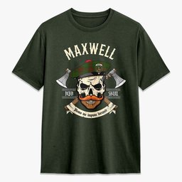 ScotsTee Shop Scottish Maxwell Hunting Crest Tartan T-shirt Alba Skull Style