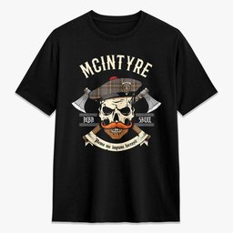 ScotsTee Shop Scottish McIntyre Hunting Weathered Crest Tartan T-shirt Alba Skull Style