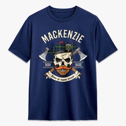 ScotsTee Shop Scottish MacKenzie Modern Crest Tartan T-shirt Alba Skull Style
