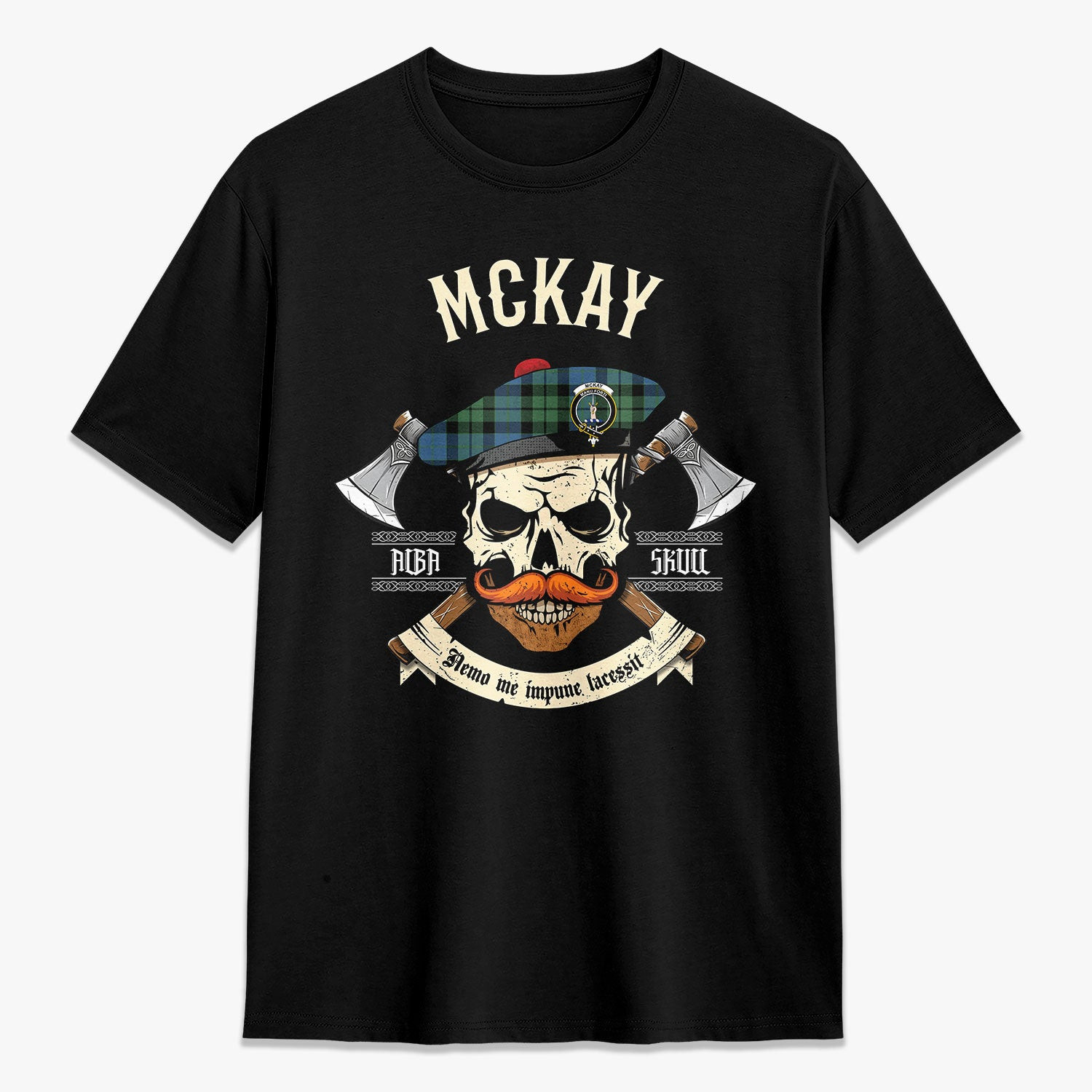 ScotsTee Shop Scottish McInnes Ancient Crest Tartan T-shirt Alba Skull Style