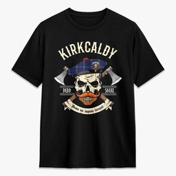 ScotsTee Shop Scottish Kirkcaldy Crest Tartan T-shirt Alba Skull Style