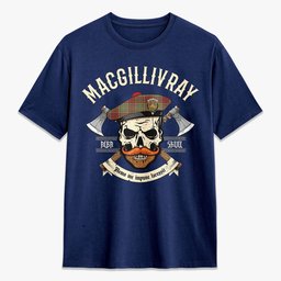 ScotsTee Shop Scottish MacGillivray Hunting Ancient Crest Tartan T-shirt Alba Skull Style