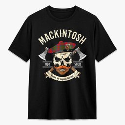 ScotsTee Shop Scottish MacKintosh Modern Crest Tartan T-shirt Alba Skull Style