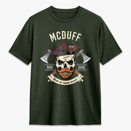 ScotsTee Shop Scottish McDuff Hunting Modern Crest Tartan T-shirt Alba Skull Style