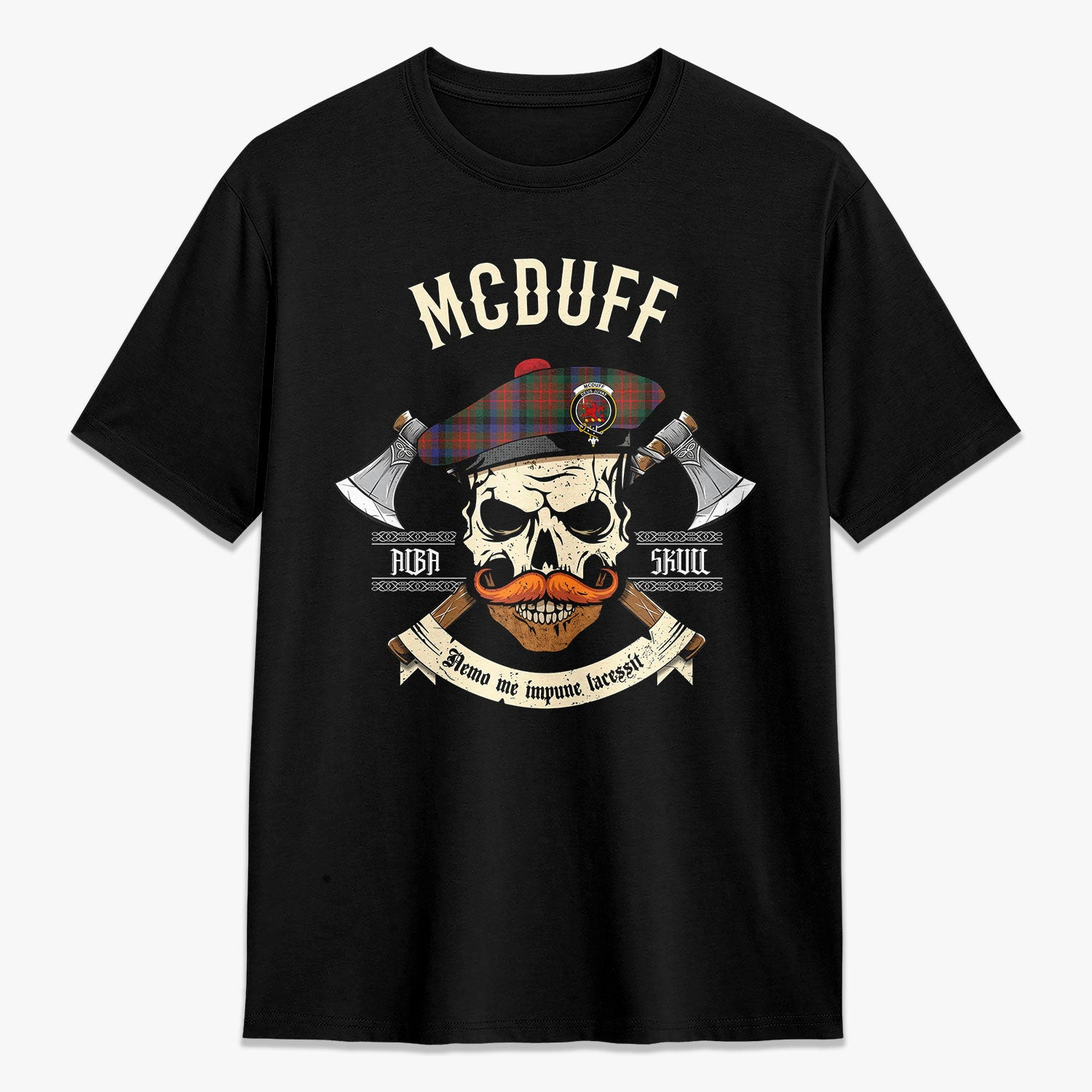 ScotsTee Shop Scottish McDuff Hunting Modern Crest Tartan T-shirt Alba Skull Style