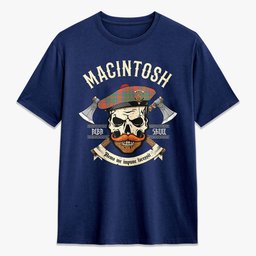 ScotsTee Shop Scottish MacIntosh Ancient Crest Tartan T-shirt Alba Skull Style