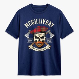 ScotsTee Shop Scottish McGillivray Modern Crest Tartan T-shirt Alba Skull Style