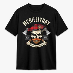 ScotsTee Shop Scottish McGillivray Modern Crest Tartan T-shirt Alba Skull Style