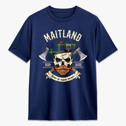 ScotsTee Shop Scottish Maitland Crest Tartan T-shirt Alba Skull Style