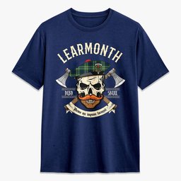 ScotsTee Shop Scottish Learmonth Crest Tartan T-shirt Alba Skull Style