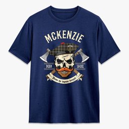 ScotsTee Shop Scottish McKenzie Weathered Crest Tartan T-shirt Alba Skull Style