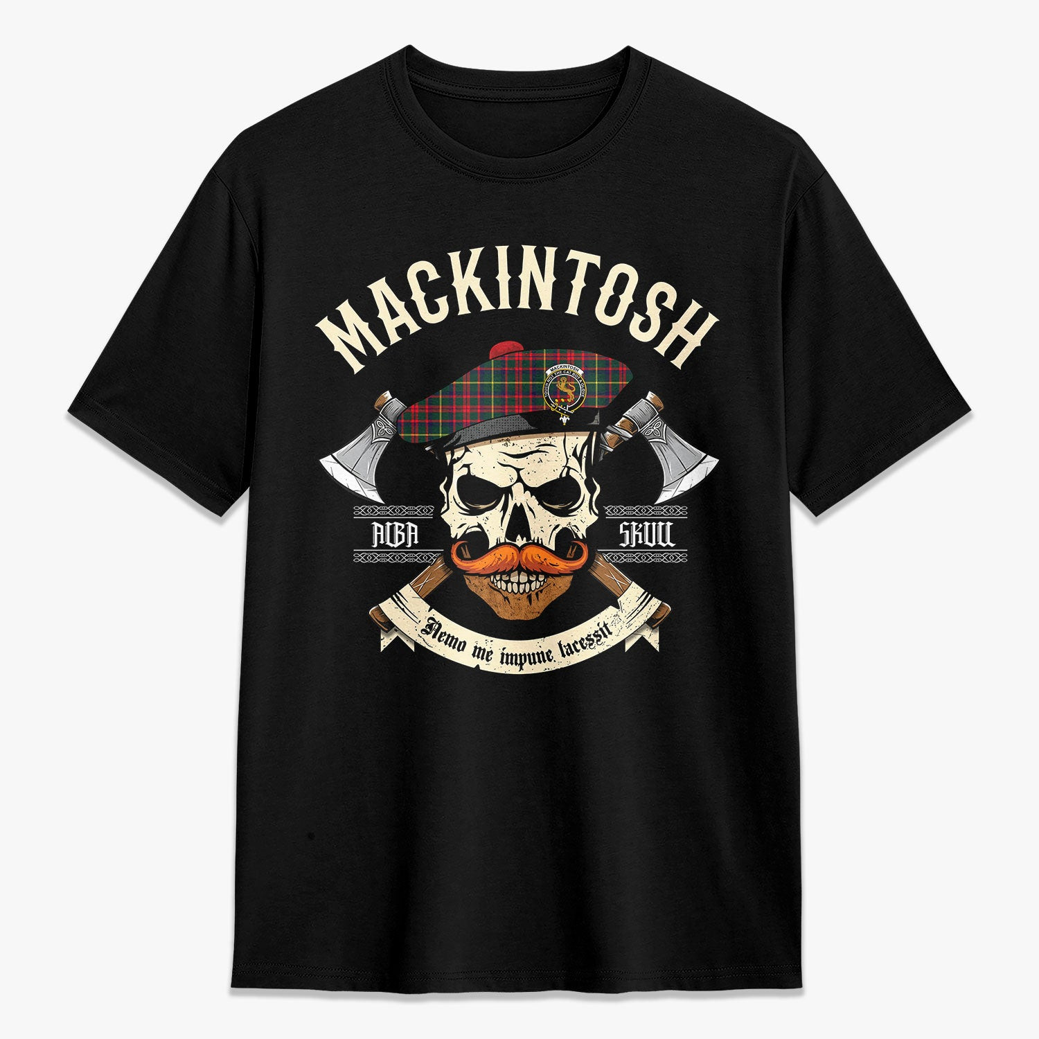 ScotsTee Shop Scottish MacKintosh Hunting Modern Crest Tartan T-shirt Alba Skull Style