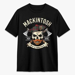 ScotsTee Shop Scottish MacKintosh Hunting Modern Crest Tartan T-shirt Alba Skull Style
