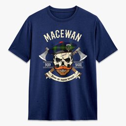 ScotsTee Shop Scottish MacEwan Modern Crest Tartan T-shirt Alba Skull Style