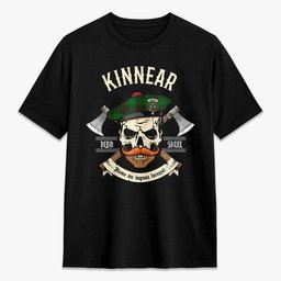 ScotsTee Shop Scottish Kinnear Crest Tartan T-shirt Alba Skull Style