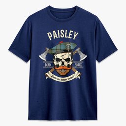 ScotsTee Shop Scottish Paisley District Crest Tartan T-shirt Alba Skull Style