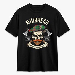 ScotsTee Shop Scottish Muirhead Crest Tartan T-shirt Alba Skull Style