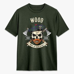 ScotsTee Shop Scottish Wood Crest Tartan T-shirt Alba Skull Style