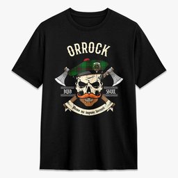 ScotsTee Shop Scottish Orrock Crest Tartan T-shirt Alba Skull Style