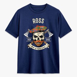 ScotsTee Shop Scottish Ross Ancient Crest Tartan T-shirt Alba Skull Style