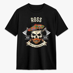 ScotsTee Shop Scottish Ross Ancient Crest Tartan T-shirt Alba Skull Style