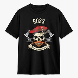 ScotsTee Shop Scottish Ross Modern Crest Tartan T-shirt Alba Skull Style