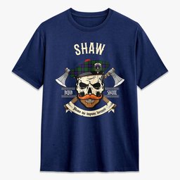 ScotsTee Shop Scottish Shaw Modern Crest Tartan T-shirt Alba Skull Style
