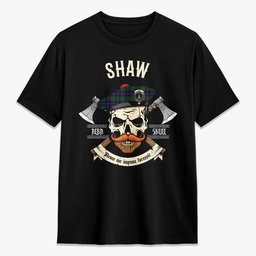 ScotsTee Shop Scottish Shaw Modern Crest Tartan T-shirt Alba Skull Style