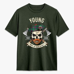 ScotsTee Shop Scottish Young Modern Crest Tartan T-shirt Alba Skull Style
