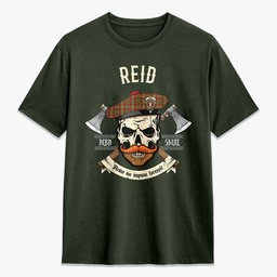 ScotsTee Shop Scottish Reid Ancient Crest Tartan T-shirt Alba Skull Style