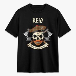 ScotsTee Shop Scottish Reid Ancient Crest Tartan T-shirt Alba Skull Style