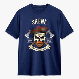 ScotsTee Shop Scottish Skene Modern Crest Tartan T-shirt Alba Skull Style
