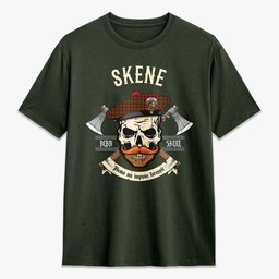 ScotsTee Shop Scottish Skene Modern Crest Tartan T-shirt Alba Skull Style