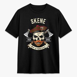 ScotsTee Shop Scottish Skene Modern Crest Tartan T-shirt Alba Skull Style
