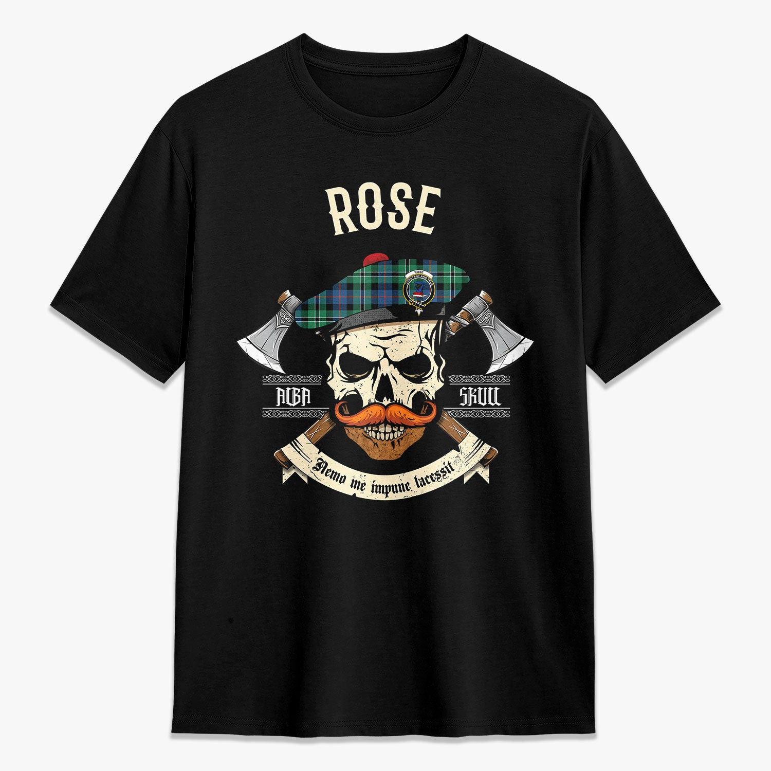 ScotsTee Shop Scottish Rose Hunting Ancient Crest Tartan T-shirt Alba Skull Style