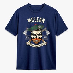 ScotsTee Shop Scottish McLean Hunting Ancient Crest Tartan T-shirt Alba Skull Style