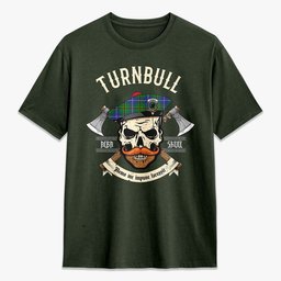 ScotsTee Shop Scottish Turnbull Hunting Crest Tartan T-shirt Alba Skull Style