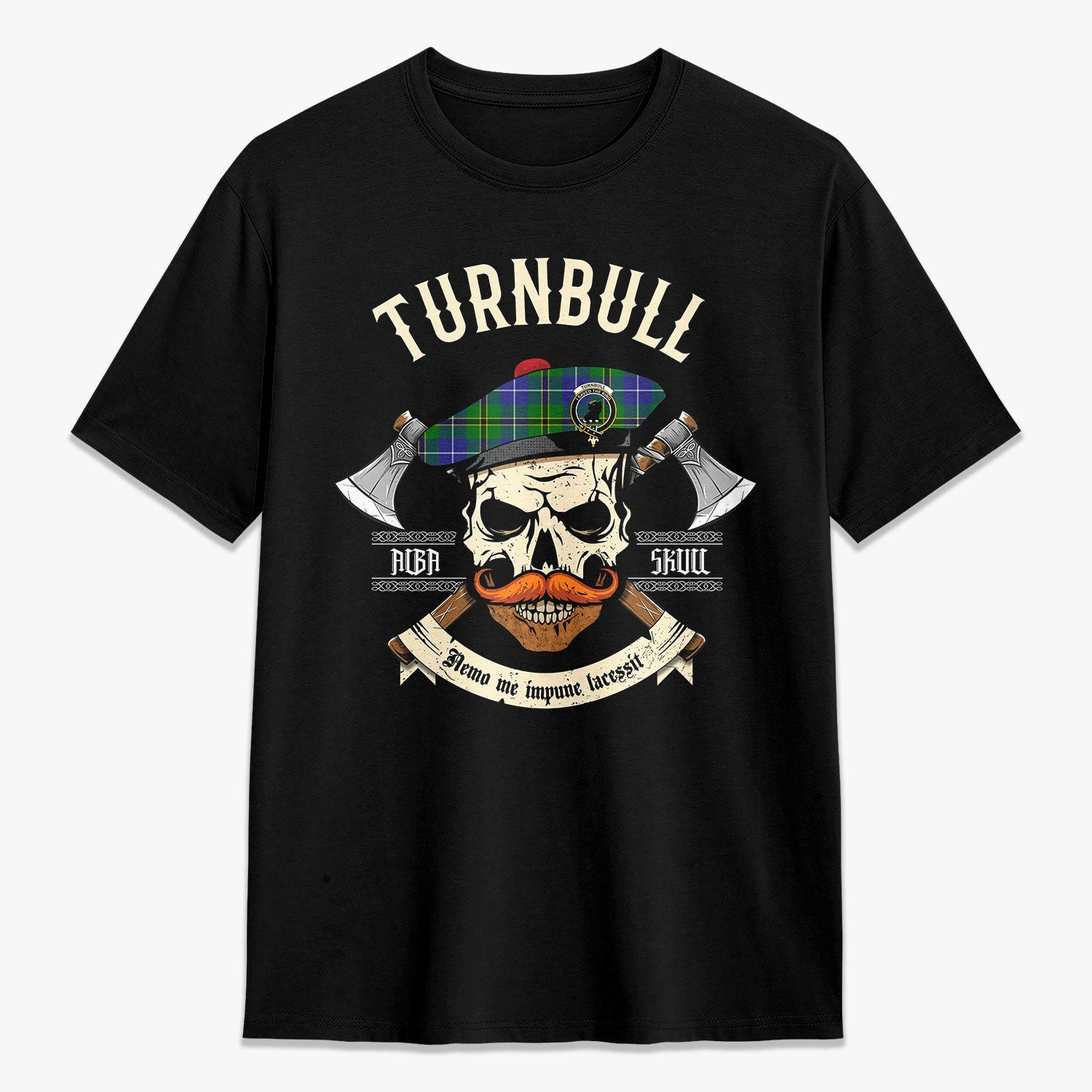 ScotsTee Shop Scottish Turnbull Hunting Crest Tartan T-shirt Alba Skull Style