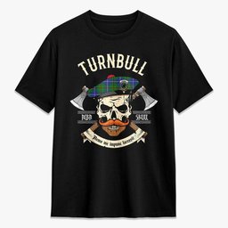 ScotsTee Shop Scottish Turnbull Hunting Crest Tartan T-shirt Alba Skull Style