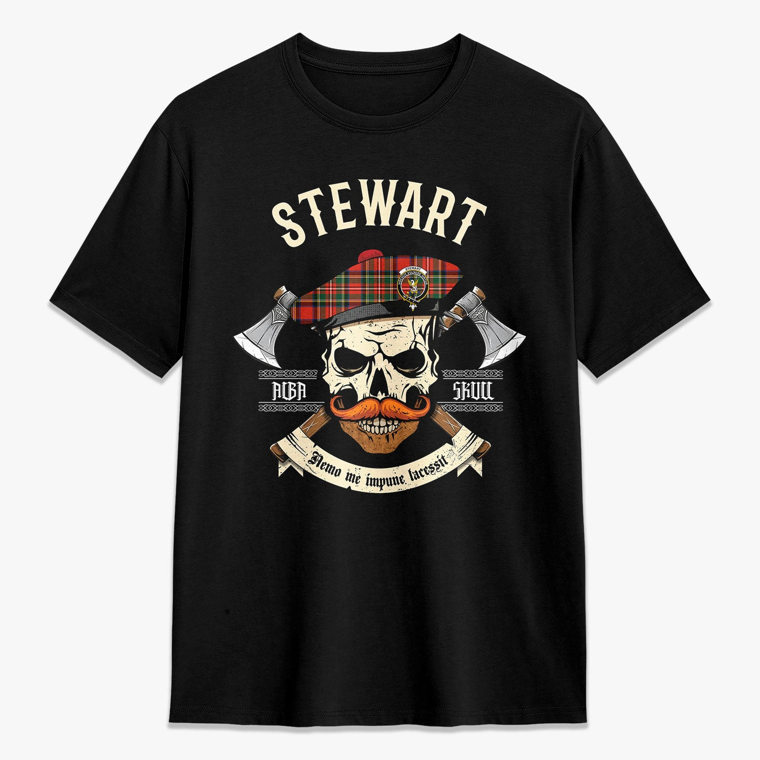 ScotsTee Shop Scottish Stewart Royal Modern Crest Tartan T-shirt Alba Skull Style
