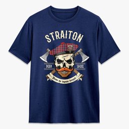 ScotsTee Shop Scottish Straiton Crest Tartan T-shirt Alba Skull Style