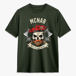 ScotsTee Shop Scottish McNab Modern Crest Tartan T-shirt Alba Skull Style