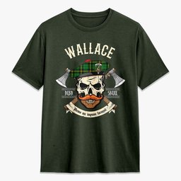 ScotsTee Shop Scottish Wallace Hunting Modern Crest Tartan T-shirt Alba Skull Style